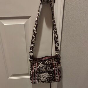 Vera Bradley Brown and Cream Floral Crossbody Bag